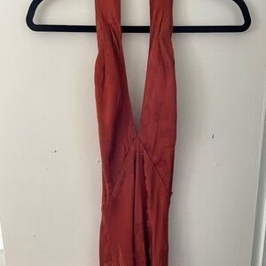 Elegant Rust Halter Dress